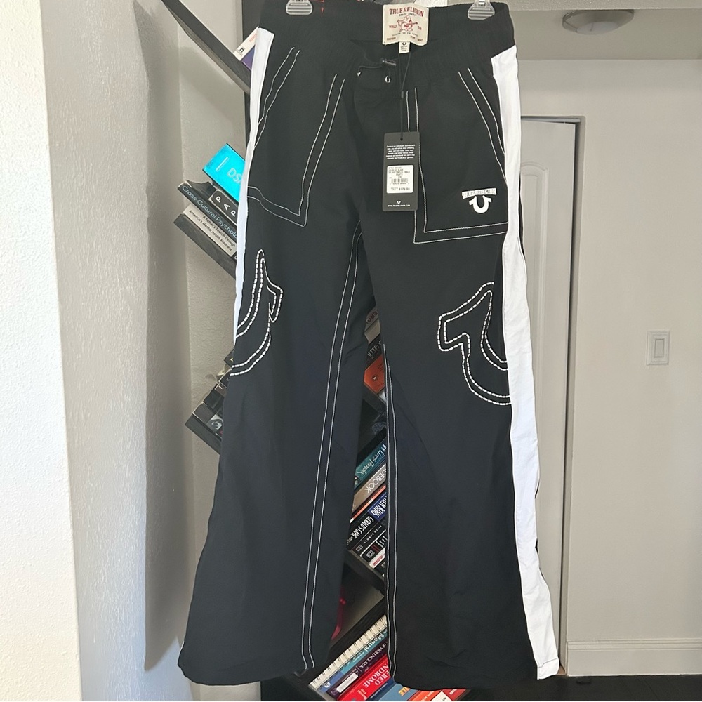 True Religion Black and White Track Pants